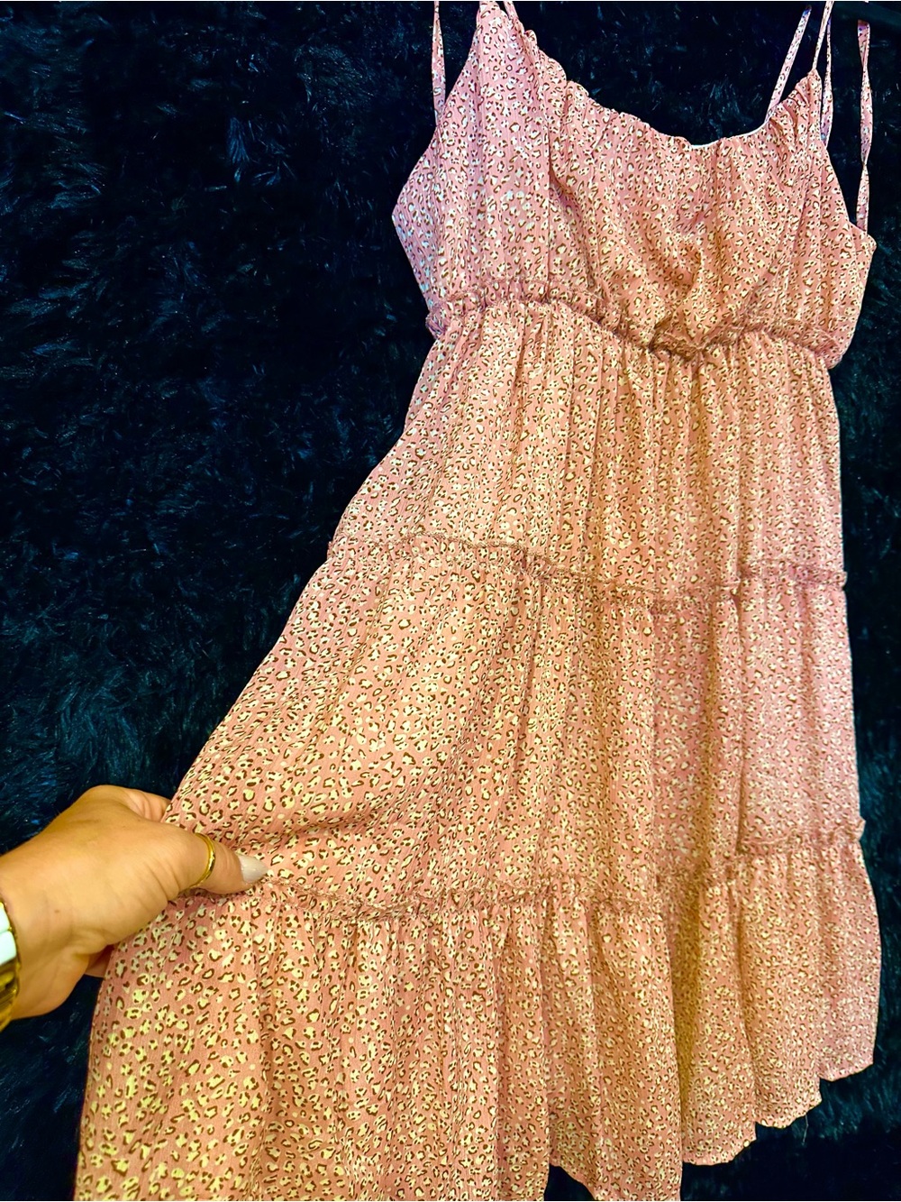 Sleeveless Pink Leopard Tie-Shoulder Sundress - Picture 1 of 4